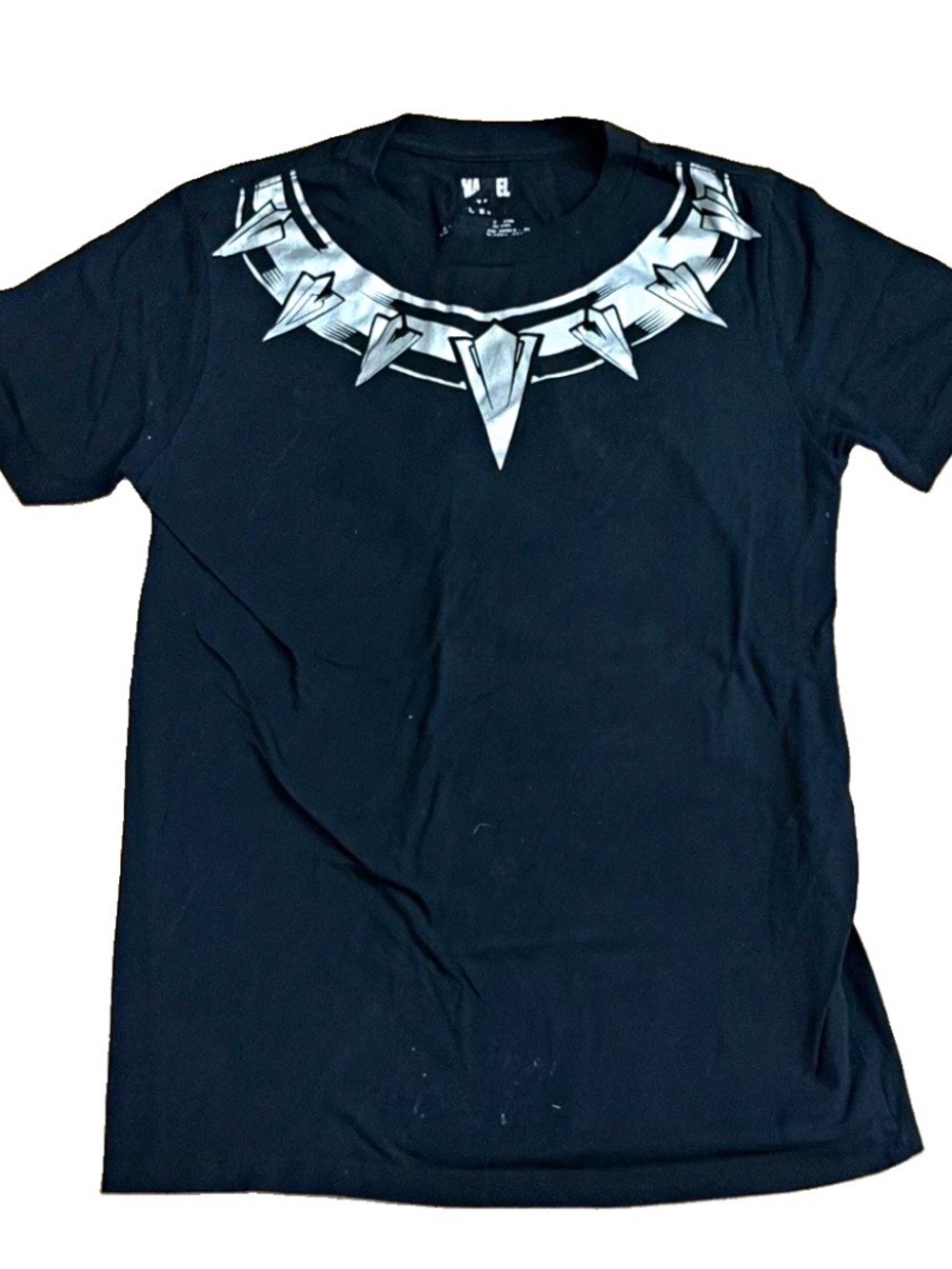 Marvel Black Short Sleeve Tee with Silver Necklace Graphic